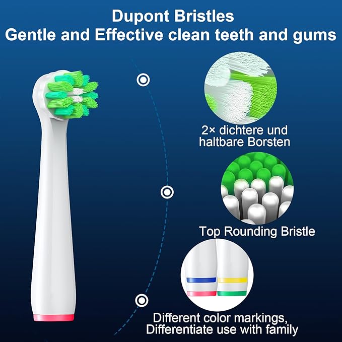 4 Count Cross Clean Replacement Heads Compatible with Oral B for Deep Clean, Brush Heads Compatible with Oral B Braun Pro 1000/500/Genius x Electric Toothbrush Heads (White)