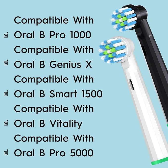 Toothbrush Heads Compatible with Oral B Braun Pro 1000/Genius X/Smart 1500 Series Electric Toothbrush, 14 Count Refills Brush Head Compatible with Oral B (Black)