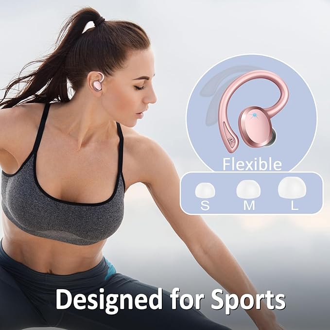Wireless Earbuds Sport Bluetooth Headphones 5.4, 2025 Bluetooth Earbuds 4 HD Mic, Over-Ear Buds with Earhooks ENC Noise Canceling Earphones, 48Hrs Stereo, IP7 Waterproof Headset for Workout/Running-StrideForce Fitness