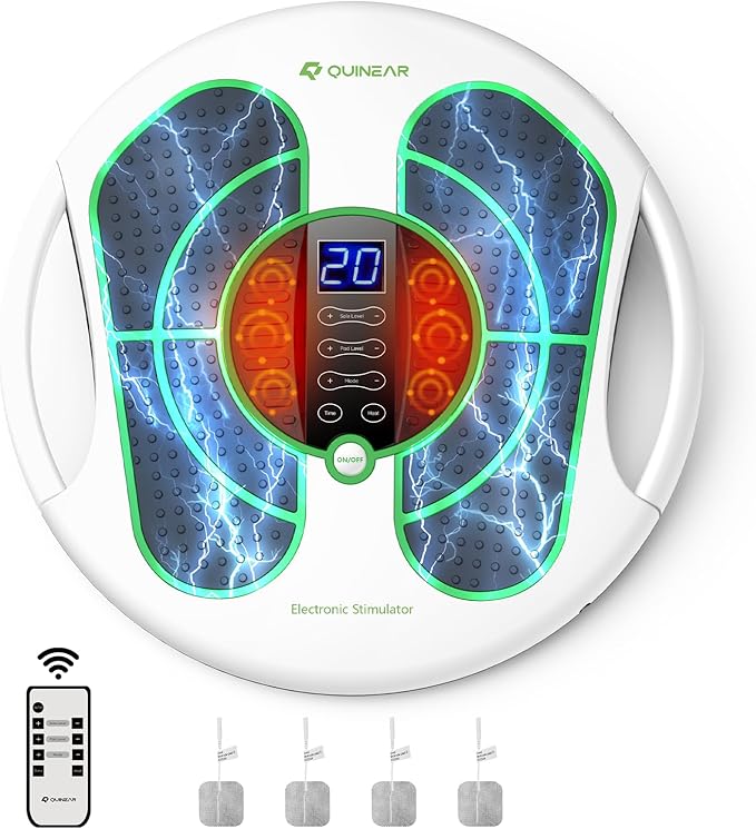 QUINEAR Foot Massager with TENS & EMS for Neuropathy, Foot Stimulator for Pain Relief and Circulation, Nerve Muscle Massager with Remote Control, Relieve Swelling and RLS-StrideForce Fitness