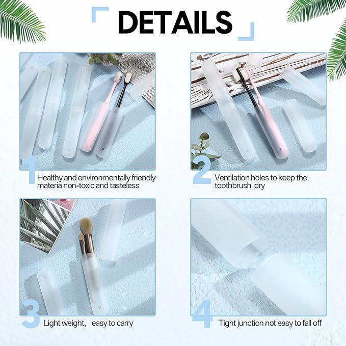 60 Pieces Plastic Toothbrush Holders Portable Travel Toothbrush Case Cover Protector Case Holders for Indoor Outdoor Travel Trip Home Camping School (Clear)