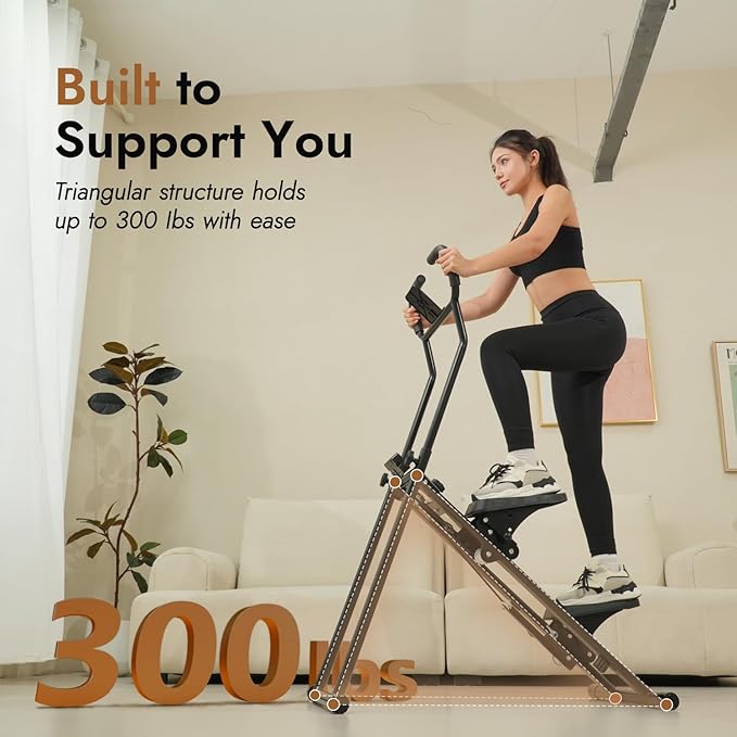 Stair Stepper with Adjustable Resistance - Stair Climber for Home Gym, Folding Cardio Machine with Extended Step Range, Adjustable Handlebar & Pedals, Tablet Holder by MACYO-StrideForce Fitness