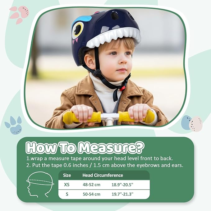 Dinosaur Bike Helmet for 1-3-5-8 Toddler Baby Kids, Lightweight Bicycle Helmet for Cycling Skateboard Roller Skate & Multi-Sports,2 Sizes for Boys and Girls-StrideForce Fitness