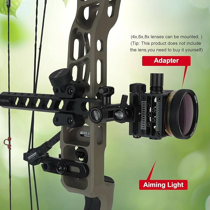 Archery 5-Pin Bow Sight - 0.019" Fiber, Brass Pin, Aluminum Machined - Right and Left Handed, with Hi-Vis Level for Archery, Hunting, Shooting-StrideForce Fitness