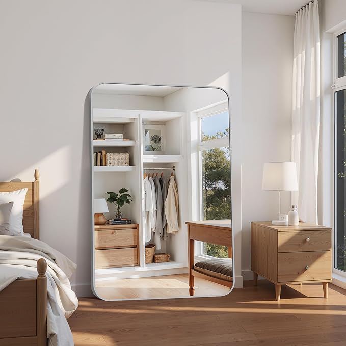 FORBATH 60x40 Inch Silver Bathroom Mirror for Over Sink, Large Rectangular Wall Mirror with Metal Frame, Rounded Corners for Bathroom, Bedroom, Entryway Decor (Horizontal or Vertical)-StrideForce Fitness