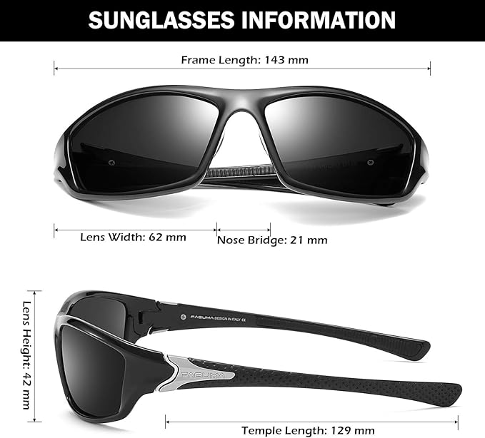 FAGUMA Sports Polarized Sunglasses For Men Cycling Driving Fishing UV400 Protection-StrideForce Fitness