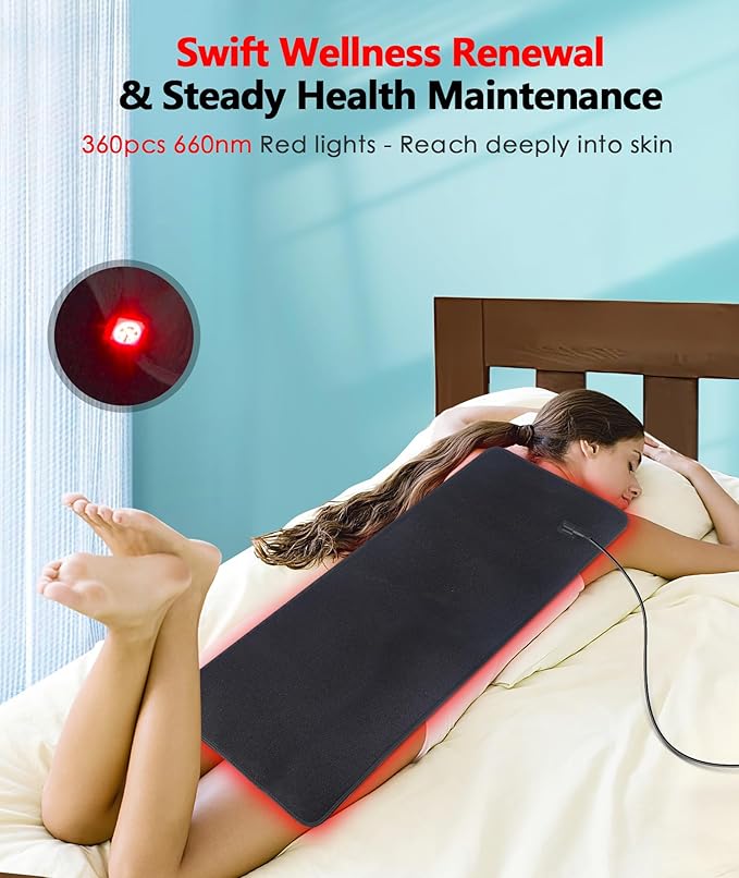 Red Light Therapy Pad for Body, 60W LED Red & Infrared Light Device Mat with 660nm & 850nm Wavelengths for Waist Back Shoulder Muscle Pain Relief FSA Eligible-StrideForce Fitness