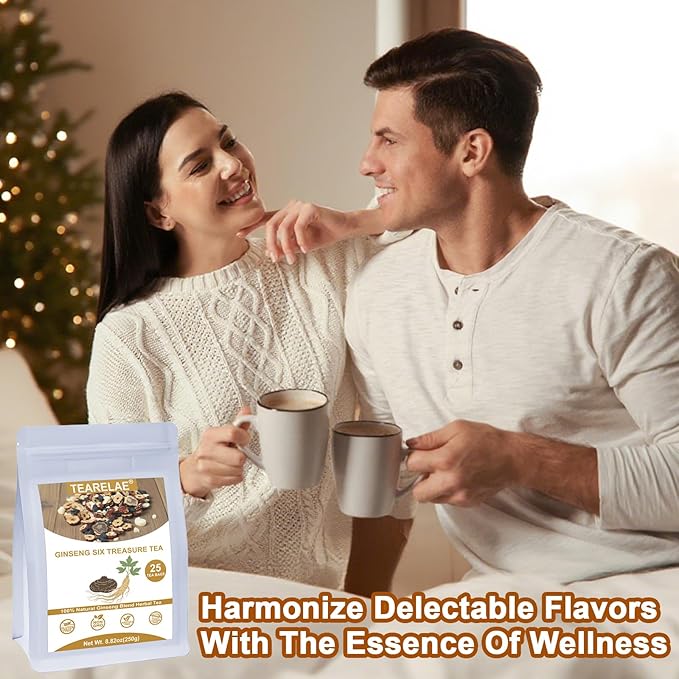 TEARELAE - Ginseng Six Treasure Tea - 10g x 25 Count - Traditional Chinese Herbal Tea for Kidney & Liver Support, 7 Precious Ingredients - Natural Herbal Blend for Daily Wellness - Caffeine-free-StrideForce Fitness