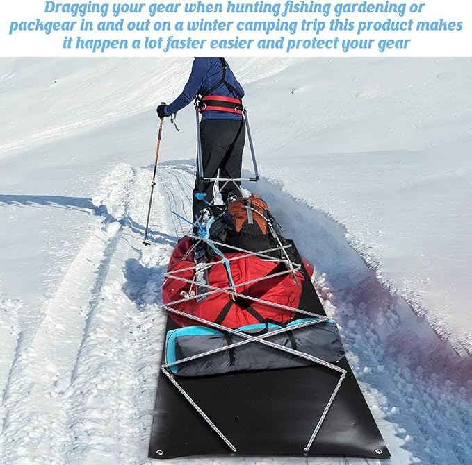 Deer Drag Sled Game Hauler Utility Snow Sled Deer Hunting Sled for Effortless Hauling of Ice Fishing Supplies, Firewood, Duck Hunting Gears, Fishing Equipment-StrideForce Fitness