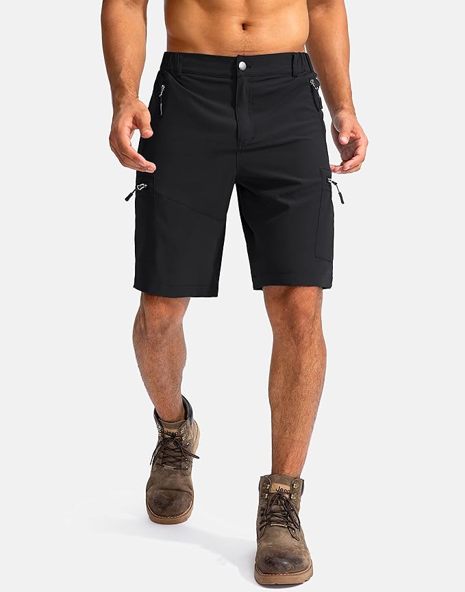 Pudolla Men's Hiking Cargo Shorts 9" Lightweight Outdoor Work Shorts for Men Travel Golf Camping Casual with 5 Zipper Pockets-StrideForce Fitness