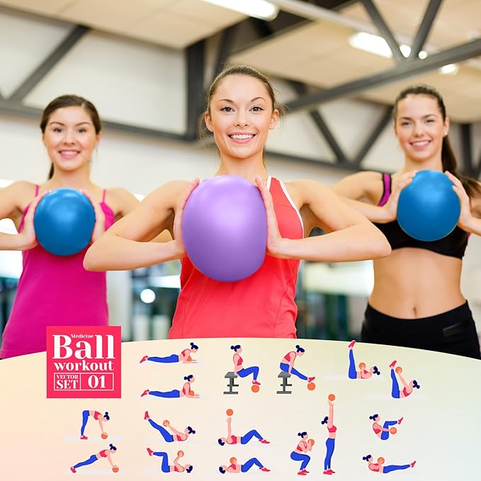 Aoriher 10 Pieces 9 Inch Exercise Pilates Ball Yoga Therapy Core Ball for Yoga Stability Barre Training Stretching Physical Posture Training Gym-StrideForce Fitness