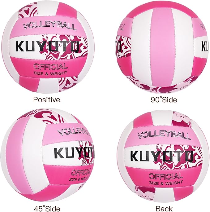 KUYOTQ Official Size 5 in&Outdoor Beach Volleyball,3MM Thickened Surface Soft Leather Youth Womens Mens Volleyball for Game Gym Training(Deflated)-StrideForce Fitness