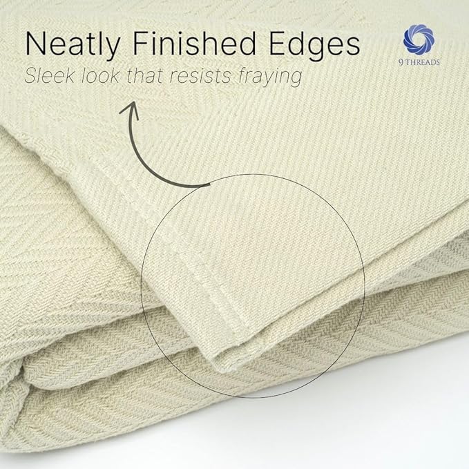 100% Cotton Herringbone Weave Blankets, 108" X 90" King, Throw Blanket for Bed, All Season Cotton Blanket, Cozy Blanket,Throws & Bed Blanket, Throw Blanket for Couch, Modern Home Decor -Sage-StrideForce Fitness