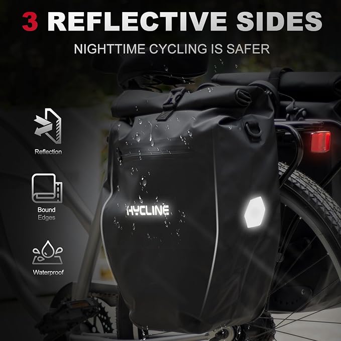 Hycline Waterproof Bike Panniers Bag: Bicycle Rear Rack Bags 28L Large Capacity with Dual Carrying Handle and Shoulder Strap for Commuting Cycling Traveling Touring Shopping - 1PC-StrideForce Fitness