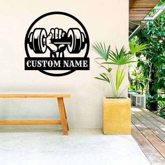 Personalized Metal Gym Sign, Custom Fitness Metal Wall Decor, Body Builder Lovers Gift, Gym Custom Unique Metal Wall Art, fitness room decor, home gym decor, gym wall art (Style-6)-StrideForce Fitness
