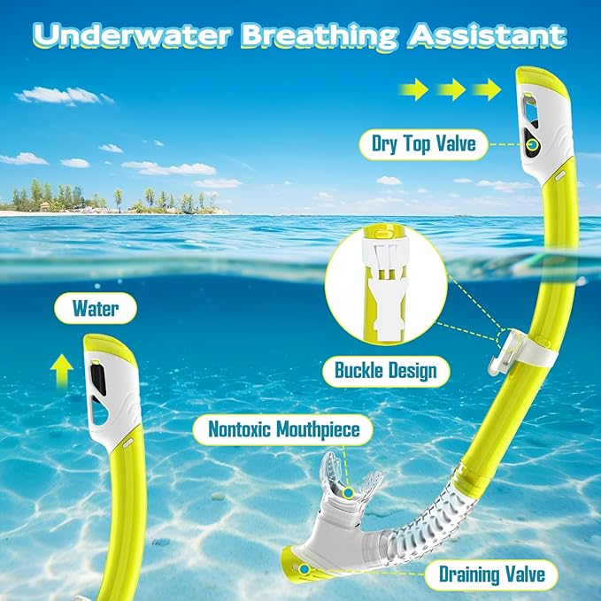 Snorkeling Gear for Kids, Kids Snorkel Set for Ages 3-14, Anti-Fog Diving Mask and Dry Top Snorkel Combo Set, Unisex Swimming Goggles-StrideForce Fitness