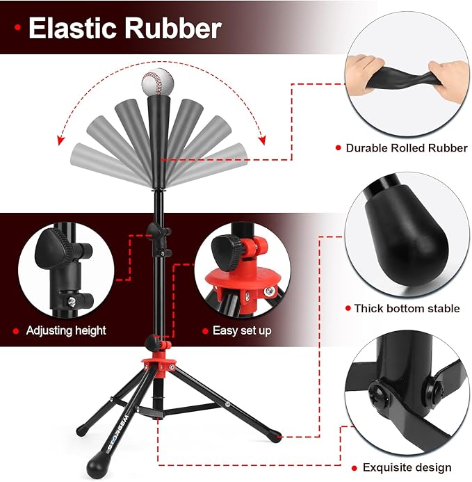 Storgem Baseball and Softball Practice Net 7×7ft Portable Hitting Pitching Batting Training Net Baseball Backstop Net with Batting Tee and Strike Zone and Bow Frame-StrideForce Fitness