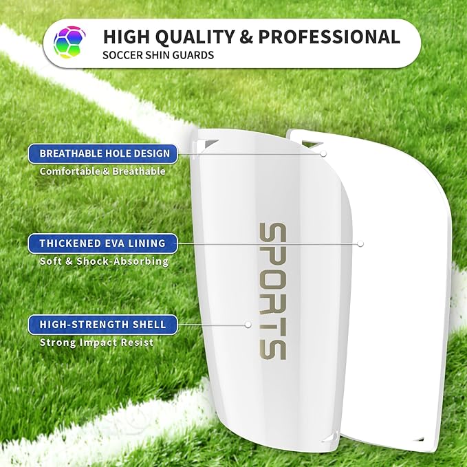 Kids Youth Soccer Shin Guards with Sleeves, Slip in Shinguards Soccer Shin Pads for 3-15 Years Old Boys Girls Child Teens-StrideForce Fitness