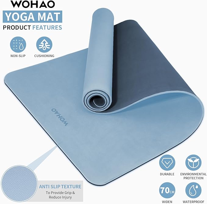 Extra Thick 8mm Yoga Mat, 72"x28" Non Slip Exercise Mat, Reversible 2-Sided Dual Color Premium POE Material, with Carrying Strap for Yoga, Pilates, Home Gym-StrideForce Fitness