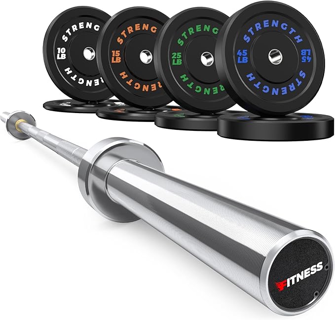 Olympic Rubber Bumper Weight Set - 2 Inch Barbell Plates for Home Gym Strength Training-StrideForce Fitness