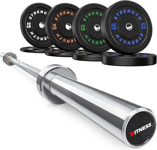 Olympic Rubber Bumper Weight Set - 2 Inch Barbell Plates for Home Gym Strength Training-StrideForce Fitness