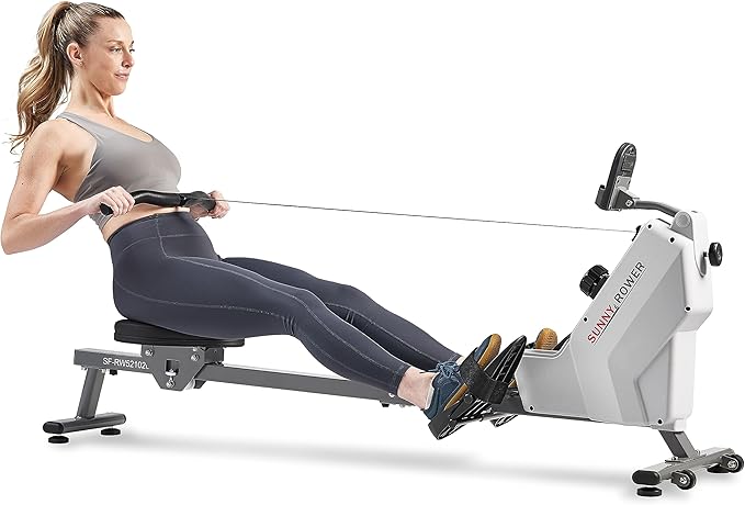 Sunny Health & Fitness Magnetic Rowing Machine for Home Exercise, Quiet & Smooth Rower with Compact Storage and Optional Free SunnyFit App Connectivity-StrideForce Fitness