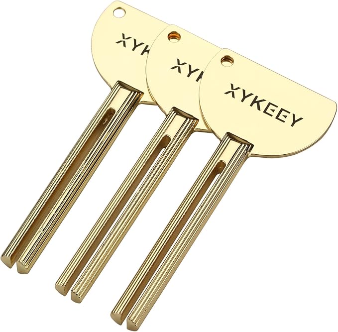 Tube Key Tooth Paste Squeezer – Set of 3 Manual Toothpaste Squeezer, XYKEEY Toothpaste Tube Squeezers (Gold)