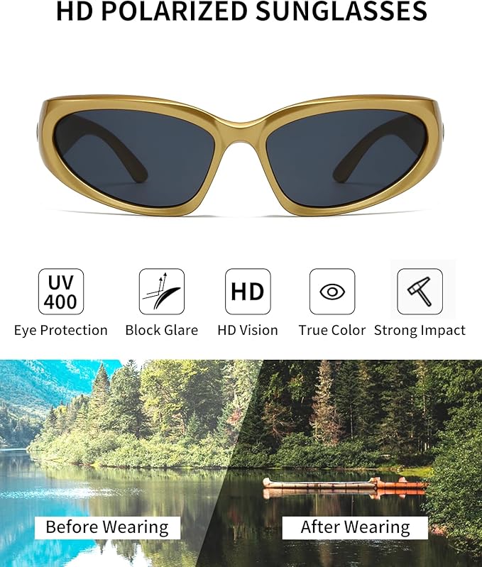 SOAR&EAGLE Y2K 3Pack Polarized sunglasses Wrap Around Men's Women's sunglasses Fashion Sport Shades Sun Glasses-StrideForce Fitness