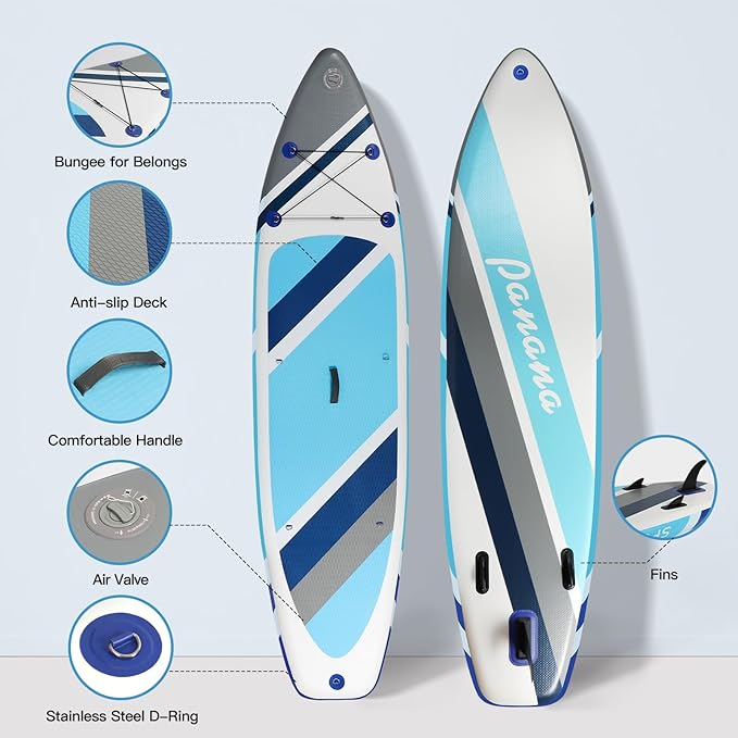 Panana Inflatable Stand Up Paddle Board, 10'x31 x6 SUP with Premium Paddle Board Accessories Kit, Anti-Slip EVA Deck for Adults Youth of All Skill Levels-StrideForce Fitness