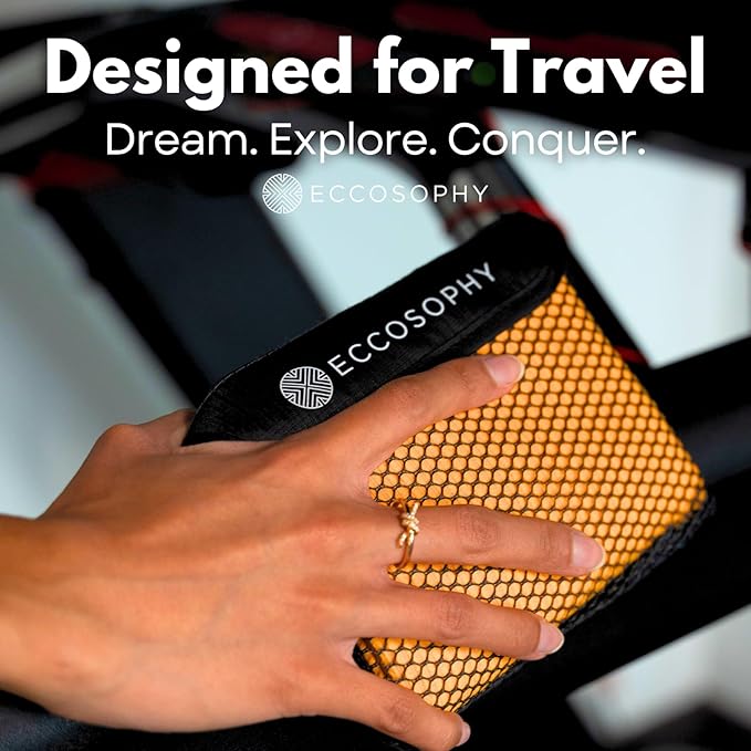 ECCOSOPHY Microfiber Beach Towel – Quick Dry Gym Towel, Highly Absorbent with Ribbed Texture, Lightweight – Ideal for Travel, Pool, Yoga, Fitness & Outdoor Adventures – 60x30 Creamsicle-StrideForce Fitness