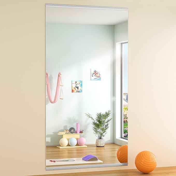 Hasipu Home Gym Mirror 83" L x 39" W - 1PC Large Full Body Mirror for Yoga, Wall-Mounted Mirrors for Fitness, Garage, Dance Studio, 0.16in Tempered Glass Frameless-StrideForce Fitness
