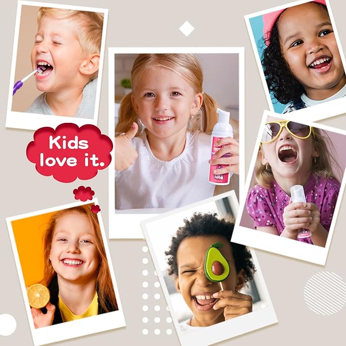 NOHOO Fluoride Free Foam Toothpaste Kids Strawberry,Natural Training Toothpaste for Baby Toddler Children Oral Cleaning and Cavity Protection(2 Pack)