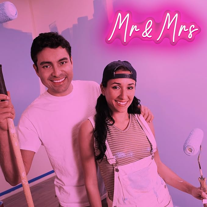 Mr&Mrs Neon Sign for Wedding Dimmable Mr Mrs Neon Signs Led Neon Sign for Party Neon Light Sign Mr & Mrs Sign for Anniversary Valentine's Day Wall Decor Gift-StrideForce Fitness