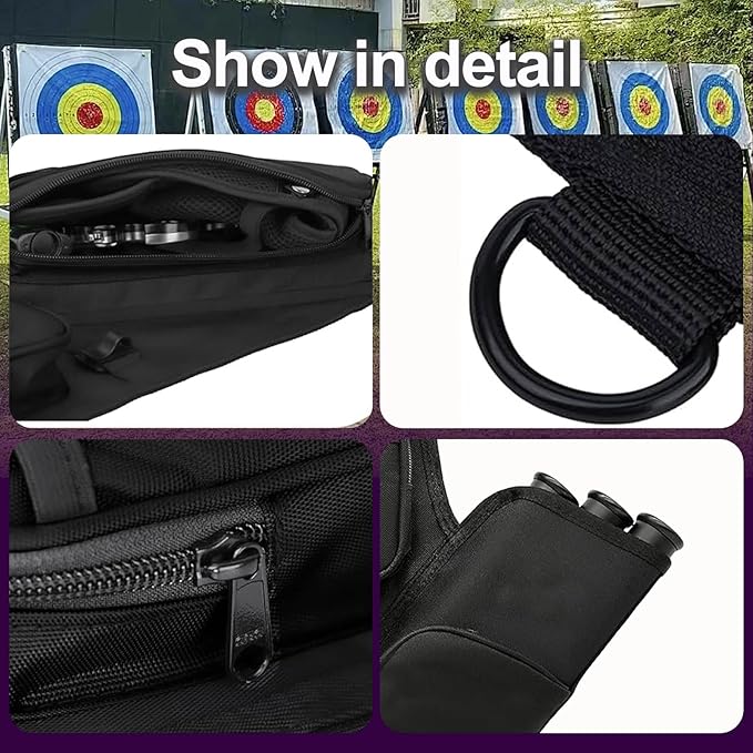 3-Tubes Hip Quiver Waist Hanged Archery Arrow Carry Bag with Pockets Adjustable Belt for Hunting, Target Practice, and Outdoor Shooting, Fits Both Youth and Adults-StrideForce Fitness