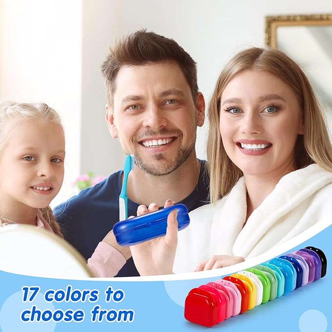 Maxdot 300 Pack Retainer Cases Bulk with Vent Holes Orthodontic Mouth Guard Case Denture Container Multicolor Dental Storage Box for Travel Dentist Office (17 Colors)