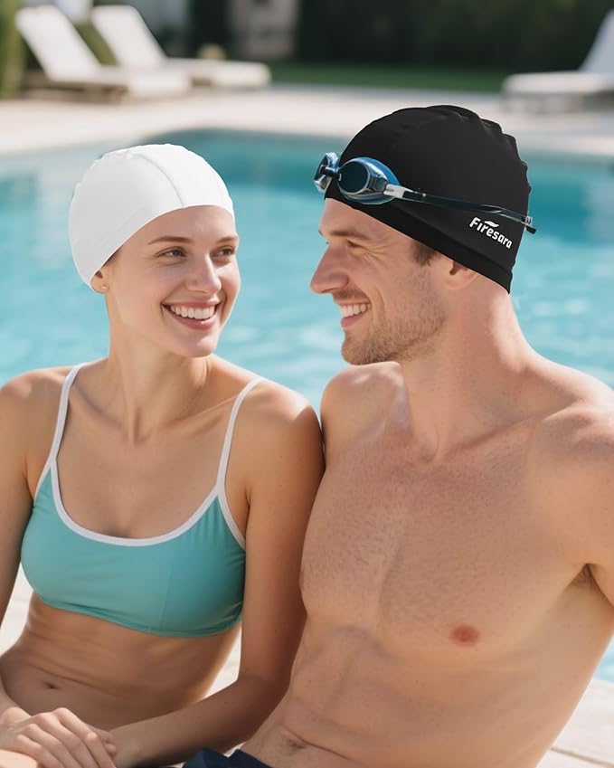 Firesara Fabric Swim Cap, High Elasticity Swimming Cap Keeps Hair Clean Breathable Fit Both Long Hair Short Hair, Swim Caps Woman Girls Men Kids One Size Hat-StrideForce Fitness