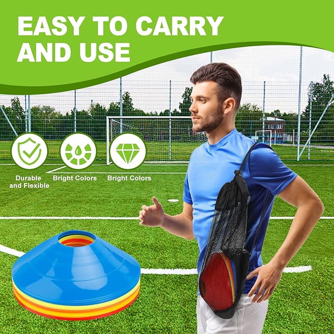 Ashsajkd(Set of 25/50/100 - Agility Soccer Cones with Carry Bag and for ， Football Cones for TrainingFootball, Basketball, Coaching, Agility Cones for Indoor and Outdoor Games-StrideForce Fitness