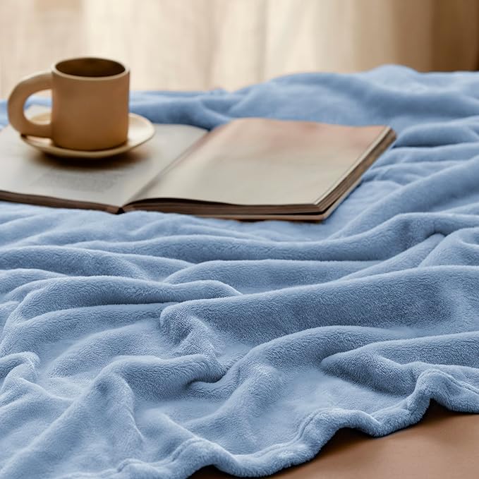 Bedsure Twin XL Fleece Blanket Dorm Bedding - Lightweight Soft Cozy Blankets for Bed, Sofa, Couch, Travel, Camping, Light Blue, 66"x90"-StrideForce Fitness