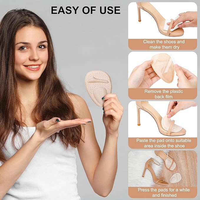 Ball of Foot Cushions, Metatarsal Pads Women, High Heels Non-Slip Comfort Pads, Shoe Support for Metatarsalgia Mortons Neuroma Pain Relief (2 Pairs,Beige)-StrideForce Fitness