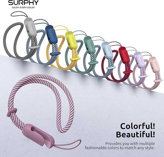 SURPHY 2 Pack Phone Lanyard for Cellphone Case, Phone Wrist Strap for Case, Cellphone Strap with 2-Color Braided, Charm Wrist Lanyard for Women and Men, Lilac Purple & Gray