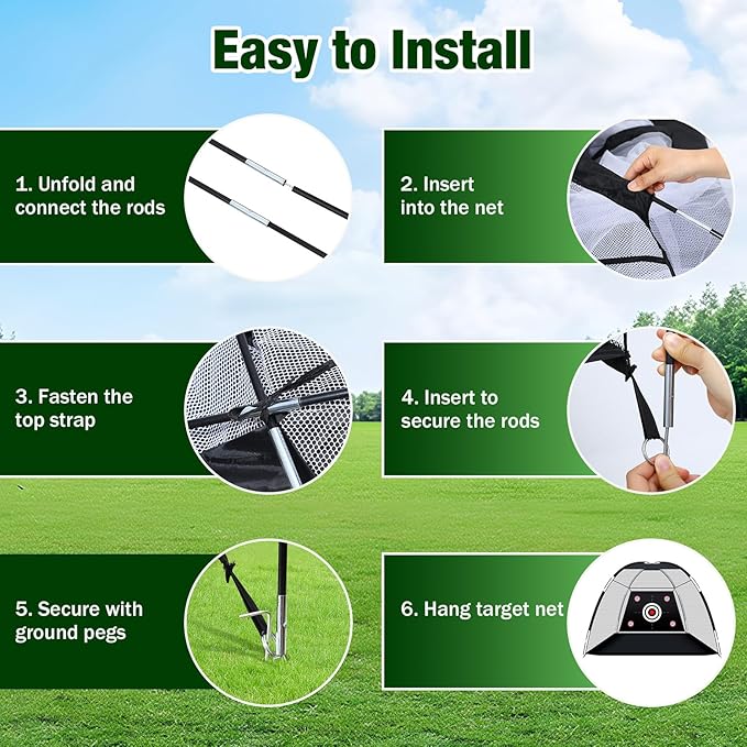 MoKo Golf Net with Practice Mat, 10 x 7 ft Golf Hitting Net for Outdoor Indoor Backyard Driving Chipping Swing Training, All-in-One Multi-Target Training Aid Practice Nets with Tri-Turf Mat-StrideForce Fitness