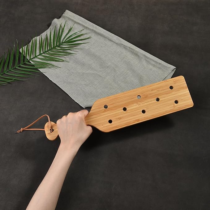 17 Inch Large Bamboo Wood Paddle Wooden Paddle with Airflow Holes-StrideForce Fitness