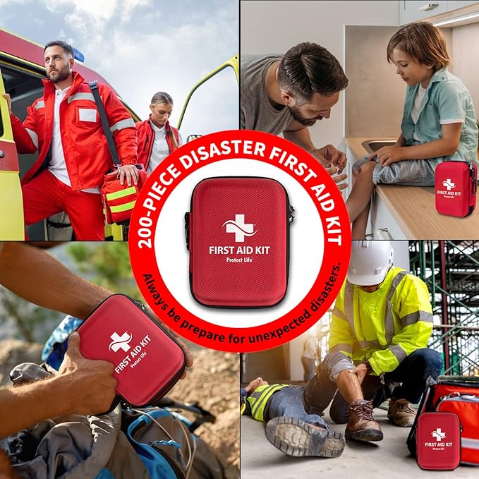 Protect Life Survival First Aid Kit for Home/Business, Camping Survival Kits | Mini Travel First Aid Kit | Camping Equipment | Small Kits for Car | Outdoor Emergency Survivals Pack - 200pcs-StrideForce Fitness