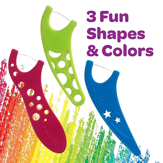 GUM Crayola Kids Flossers with Fluoride - Designed for Little Hands - Fun Grape Flavor - Easy to Use Kids Floss Picks for Children Ages 3+, 75 ct