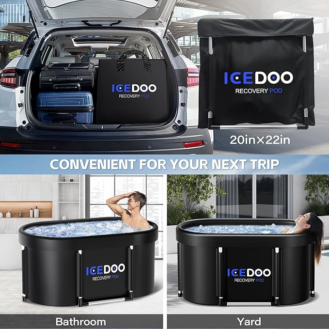 New Upgrade XL 139-Gallon Oval Ice Bath Tub - 6 Layered Portable Bathtub, Drop-In Bathtubs Foldable with Cover Cold Plunge Tub for Athletes, Home Gym, Outdoor Recovery Use.-StrideForce Fitness