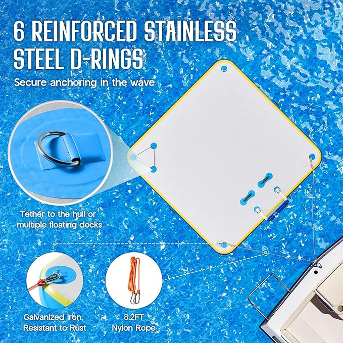 Specraft Inflatable Floating Dock, Non-Slip Air Dock Platform loating Island Raft with Rope Ladder for Pool Lake Beach Ocean-StrideForce Fitness