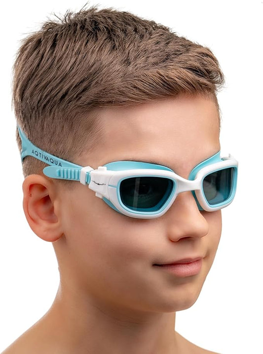 AqtivAqua Swimming Goggles for Kids, MINI-DX Wide View Swim Goggles for Kids Boys Girls, Anti Fog No Leaking-StrideForce Fitness