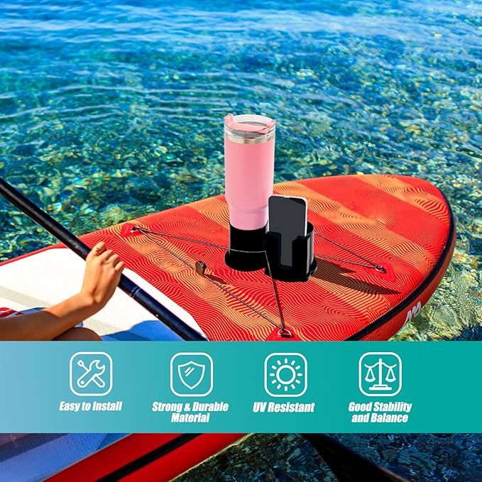 Paddleboard Cup Holder, Kayak Drink Holder for Paddle Board Cup and Phone Holder, Sup Surfboards Canoes Kayak Paddle Board Accessories for Types of Cup Bottle Drink-StrideForce Fitness