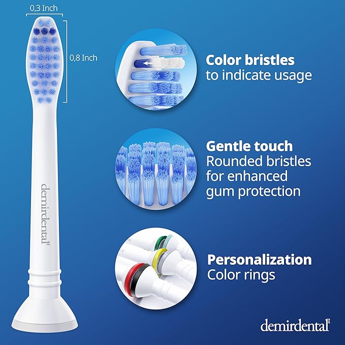 Replacement Heads - Compatible with Philips Sonicare Replacement Heads - Medium Replacement Toothbrush Head - Replaces HX6015/03 SimplyClean Toothbrush Heads - White - 8 Pcs