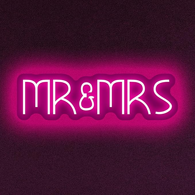 Mr&Mrs Neon Sign 1-10 Levels Dimmable USB Neon Lights for Wall Bedroom Dorm Wedding Party bar Decoration Bedroom Neon Signs for Wall Decoration Valentine's Day Gift 5V (Pink)-StrideForce Fitness